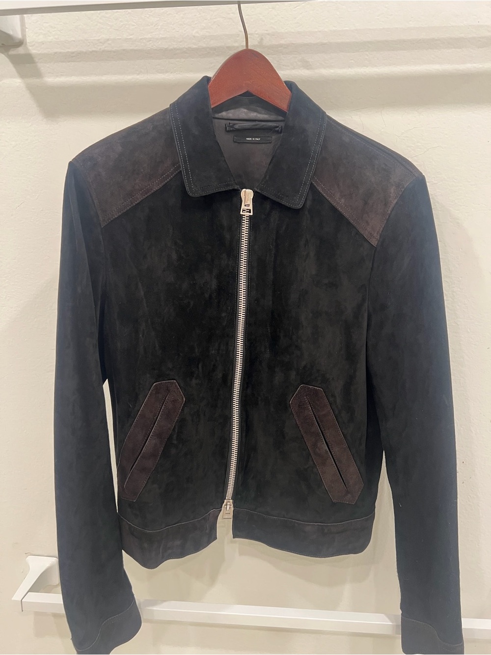 Tom Ford Black and Dark Brown Suede Bomber Jacket